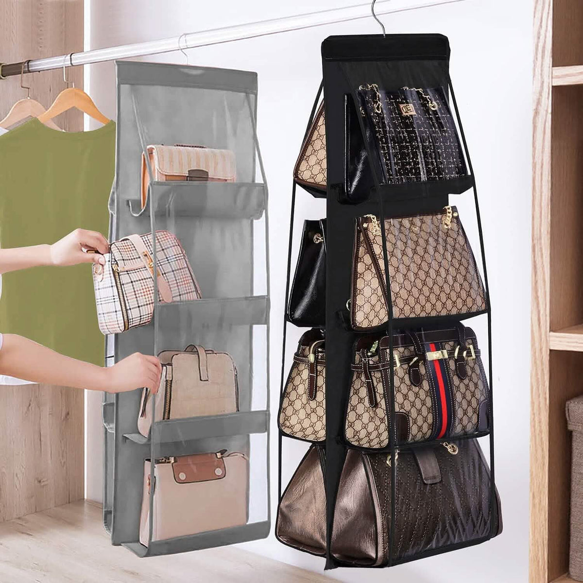 8-Pocket Hanging Handbag Organizer