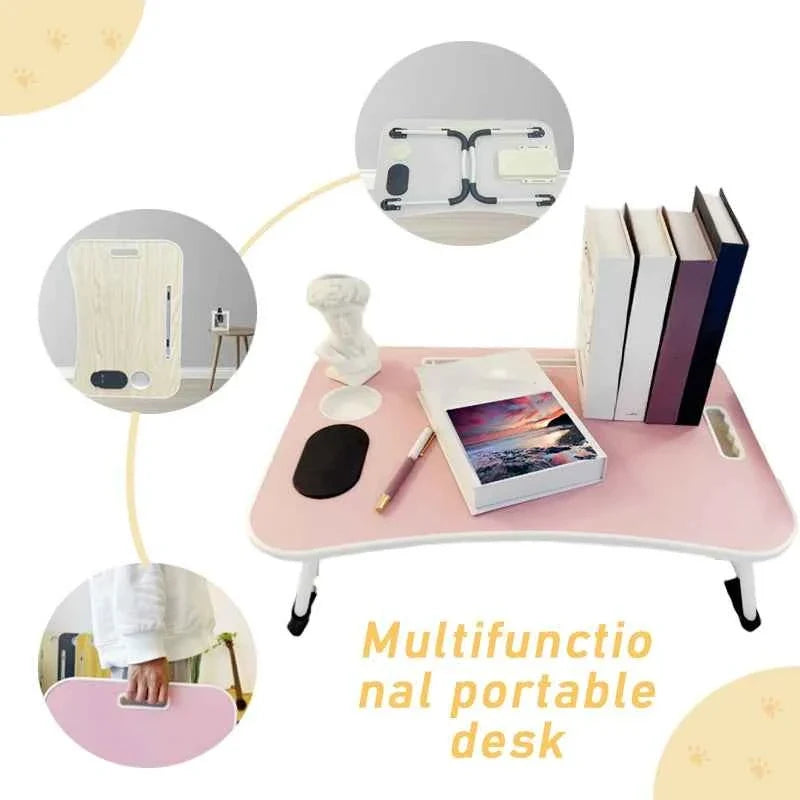 Foldable Laptop Bed Table with Wireless Charging