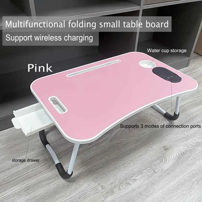 Foldable Laptop Bed Table with Wireless Charging