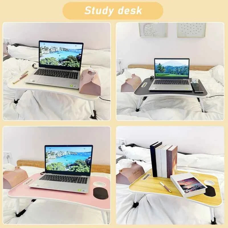 Foldable Laptop Bed Table with Wireless Charging